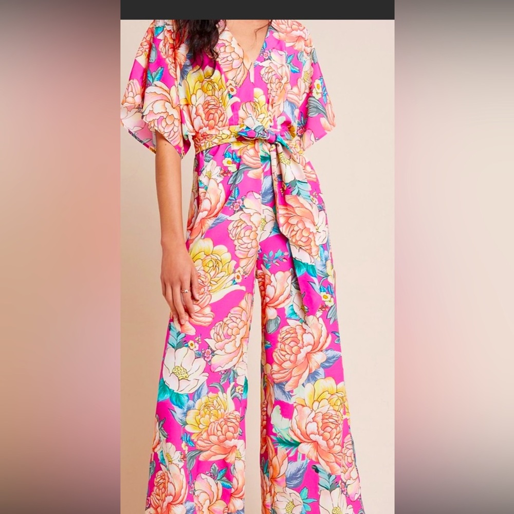 Farm Rio Eulalie Wide-Leg Floral Jumpsuit* missing decorative sash